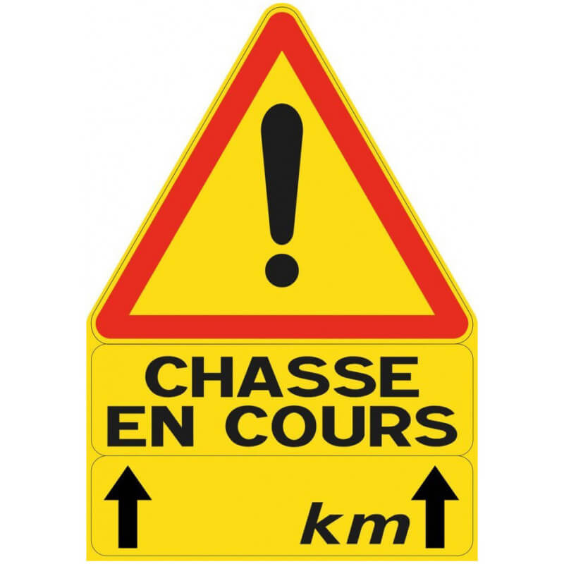 Triangle de signalisation "Chasse en Cours jaune